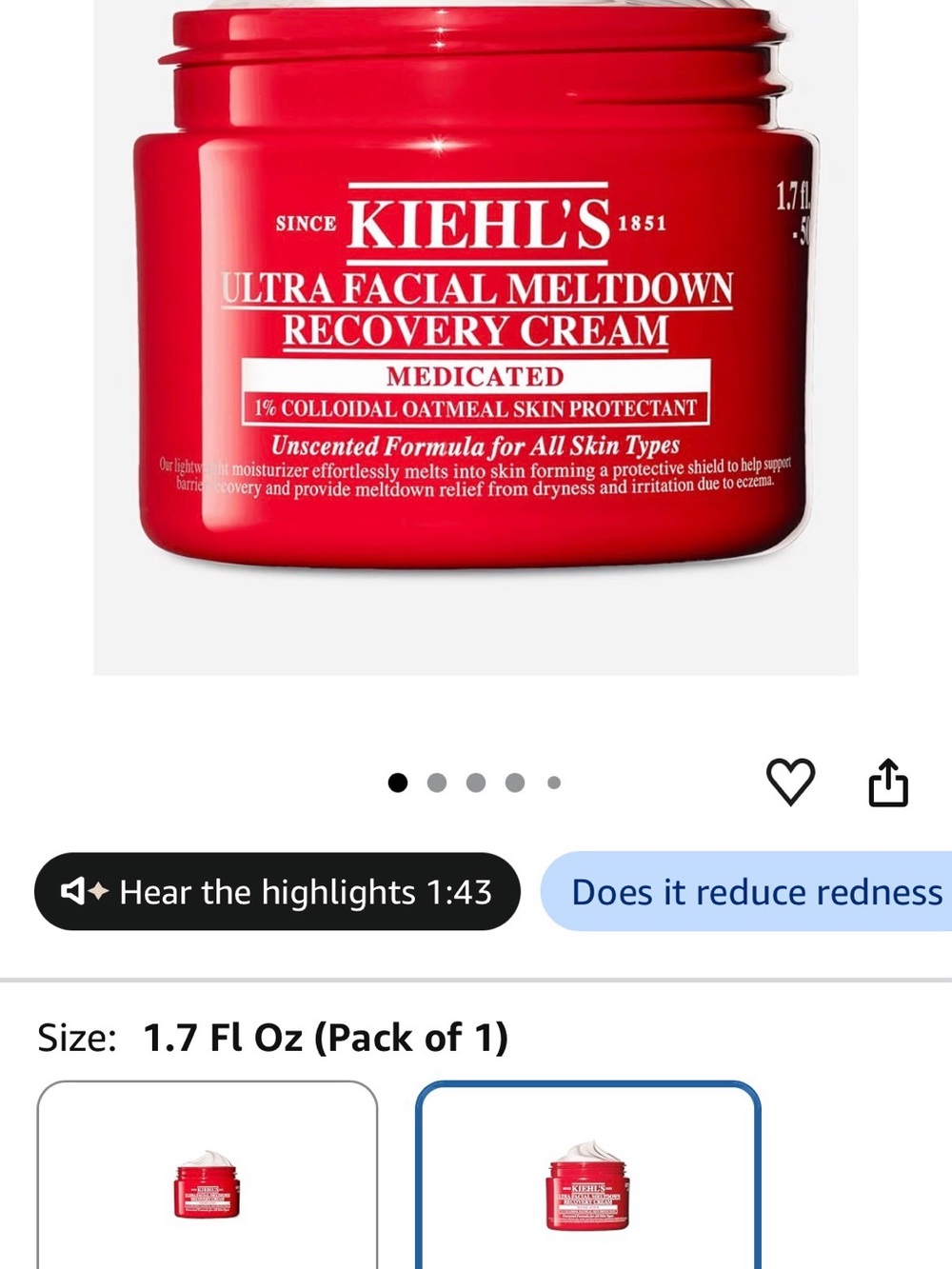 Kiehl's Ultra Facial Meltdown Recovery Cream - Vivid Red Jar - Picture 3 of 16
